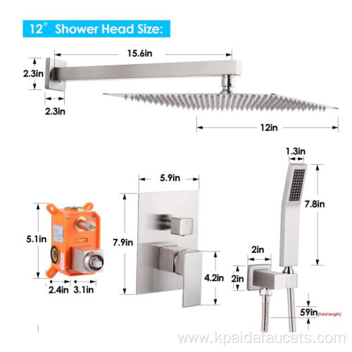 Brass Shower Faucet With Rainfall Plate Spray Head